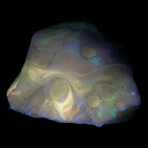 Jadeite Milk Glass Art Glass Cullet Layered Glowing Uranium Slag Glass #4GX71